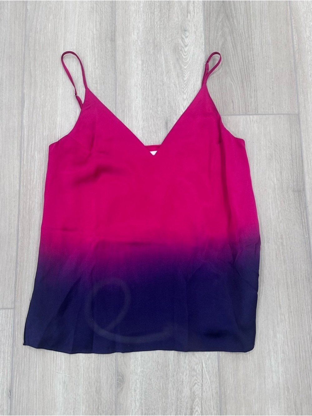 CAMI NYC silk V neck tank satin pink purple Candy ombré XXS